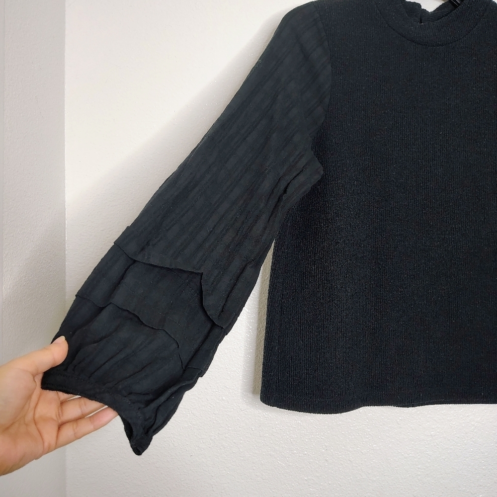 Madewell Women's Black Balloon Sleeves High Neck Sz L - Picture 11 of 15